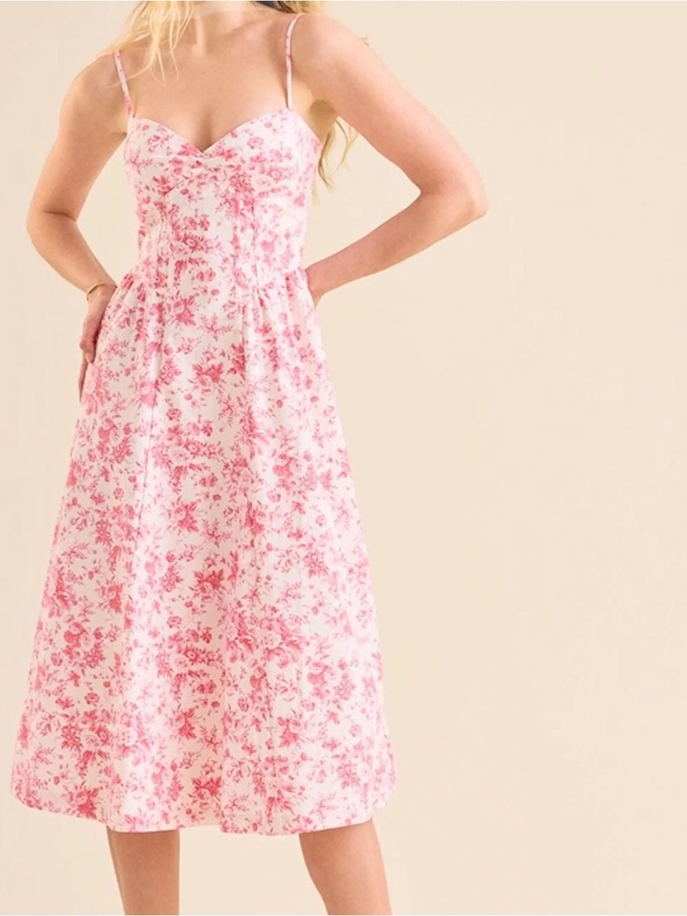 Altar’d State 3XL Pink Floral Corset Midi Dress NWT Plus Size Wedding Guest